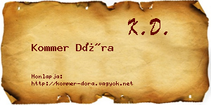 Kommer Dóra névjegykártya